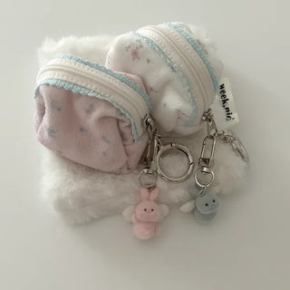 Mini Flower Microfiber Pouch Coin Purse Keyring Cosmetics