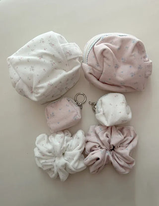 Mini Flower Microfiber Pouch Coin Purse Keyring Cosmetics
