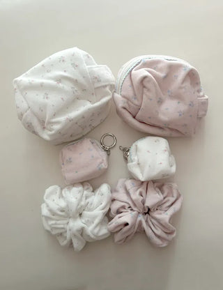 Mini Flower Microfiber Pouch Coin Purse Keyring Cosmetics