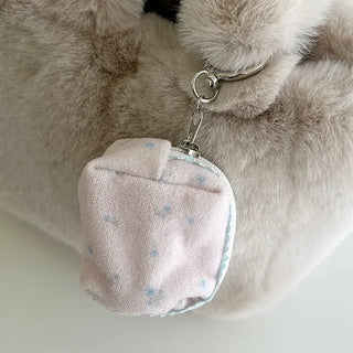 Mini Flower Microfiber Pouch Coin Purse Keyring Cosmetics