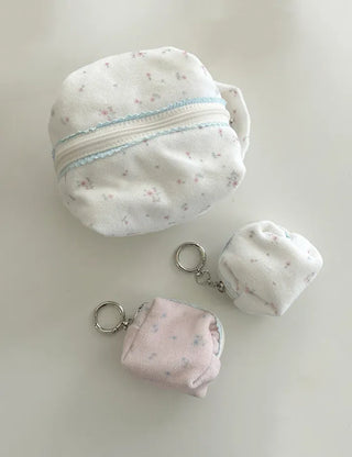 Mini Flower Microfiber Pouch Coin Purse Keyring Cosmetics