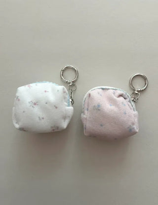 Mini Flower Microfiber Pouch Coin Purse Keyring Cosmetics