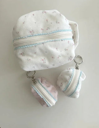 Mini Flower Microfiber Pouch Coin Purse Keyring Cosmetics