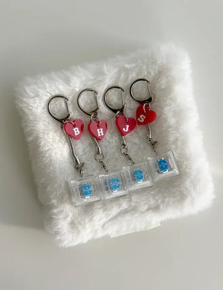 Initial Keycap Keyring Heart Keyholder LED Single-Port Keyboard