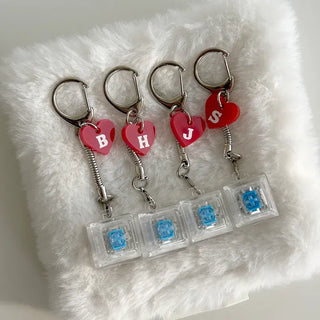 Initial Keycap Keyring Heart Keyholder LED Single-Port Keyboard