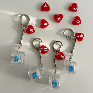 Initial Keycap Keyring Heart Keyholder LED Single-Port Keyboard