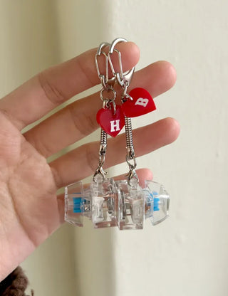 Initial Keycap Keyring Heart Keyholder LED Single-Port Keyboard