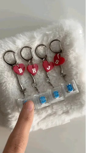 Initial Keycap Keyring Heart Keyholder LED Single-Port Keyboard