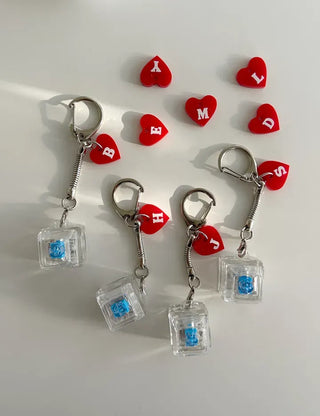 Initial Keycap Keyring Heart Keyholder LED Single-Port Keyboard