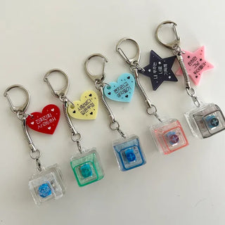 Retro Message Keycap Keyring Couple Keyholder LED Acrylic Keyboard