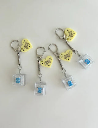 Retro Message Keycap Keyring Couple Keyholder LED Acrylic Keyboard