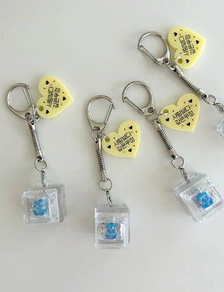 Retro Message Keycap Keyring Couple Keyholder LED Acrylic Keyboard