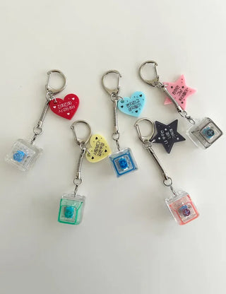 Retro Message Keycap Keyring Couple Keyholder LED Acrylic Keyboard