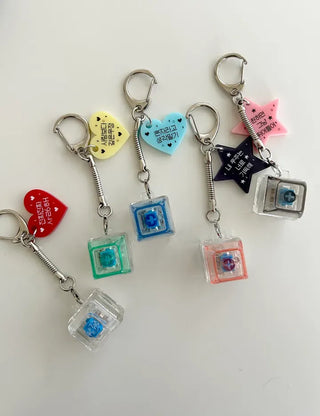 Retro Message Keycap Keyring Couple Keyholder LED Acrylic Keyboard