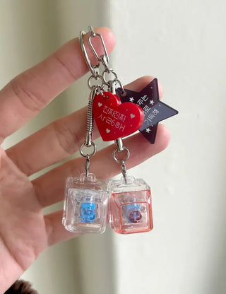 Retro Message Keycap Keyring Couple Keyholder LED Acrylic Keyboard