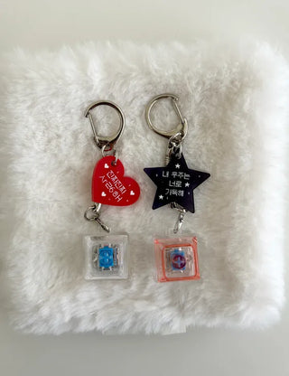 Retro Message Keycap Keyring Couple Keyholder LED Acrylic Keyboard