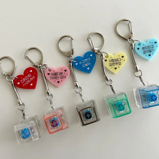 Retro Message Keycap Keyring Couple Keyholder LED Acrylic Keyboard