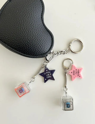 Retro Message Keycap Keyring Couple Keyholder LED Acrylic Keyboard