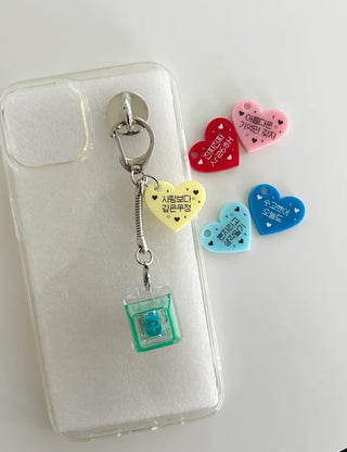 Retro Message Keycap Keyring Couple Keyholder LED Acrylic Keyboard