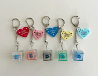 Retro Message Keycap Keyring Couple Keyholder LED Acrylic Keyboard