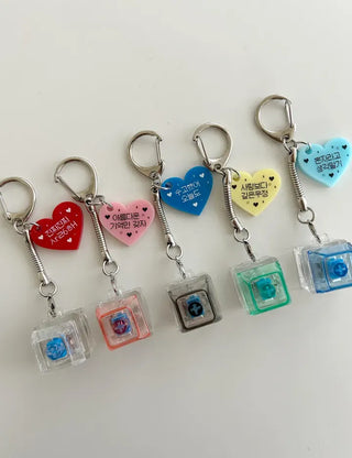 Retro Message Keycap Keyring Couple Keyholder LED Acrylic Keyboard