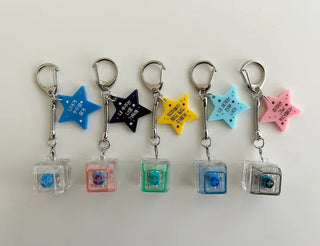 Retro Message Keycap Keyring Couple Keyholder LED Acrylic Keyboard