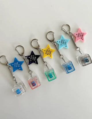 Retro Message Keycap Keyring Couple Keyholder LED Acrylic Keyboard