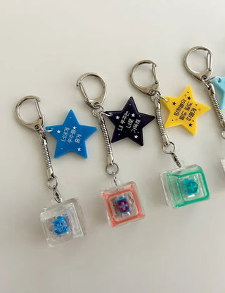 Retro Message Keycap Keyring Couple Keyholder LED Acrylic Keyboard