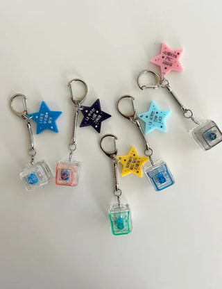 Retro Message Keycap Keyring Couple Keyholder LED Acrylic Keyboard