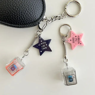 Retro Message Keycap Keyring Couple Keyholder LED Acrylic Keyboard