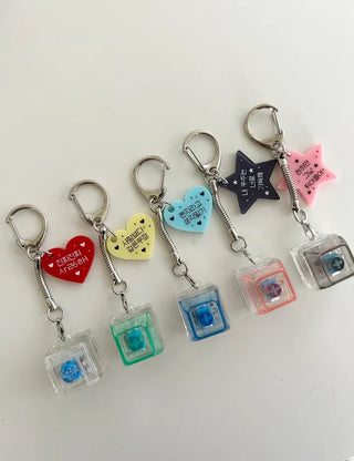 Retro Message Keycap Keyring Couple Keyholder LED Acrylic Keyboard