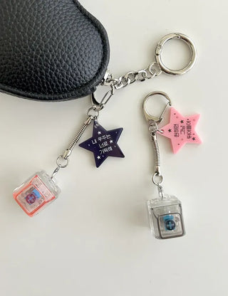 Retro Message Keycap Keyring Couple Keyholder LED Acrylic Keyboard