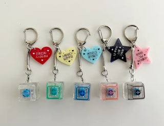 Retro Message Keycap Keyring Couple Keyholder LED Acrylic Keyboard