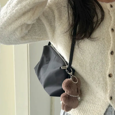 Cowhide Nylon Mini Bag Shoulder Bag Hobo Bag