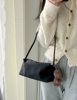 Cowhide Nylon Mini Bag Shoulder Bag Hobo Bag
