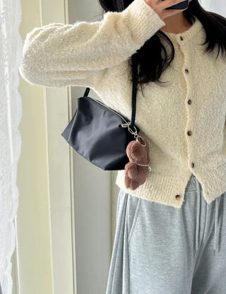 Cowhide Nylon Mini Bag Shoulder Bag Hobo Bag