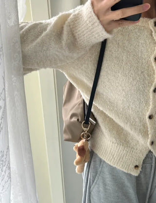 Cowhide Nylon Mini Bag Shoulder Bag Hobo Bag