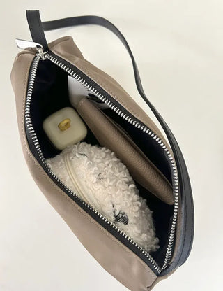 Cowhide Nylon Mini Bag Shoulder Bag Hobo Bag