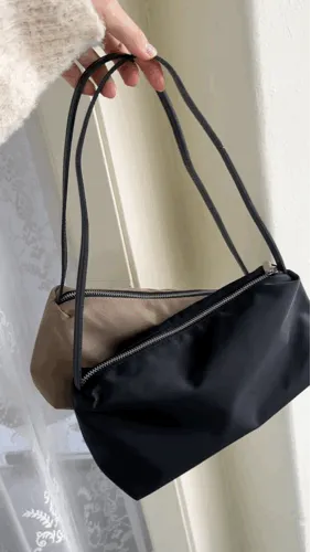 Cowhide Nylon Mini Bag Shoulder Bag Hobo Bag