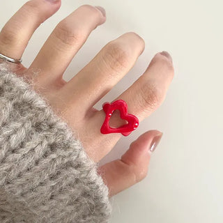 Rough Heart Fashion Ring Acrylic Vintage Friendship Transparent