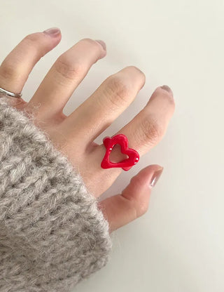 Rough Heart Fashion Ring Acrylic Vintage Friendship Transparent