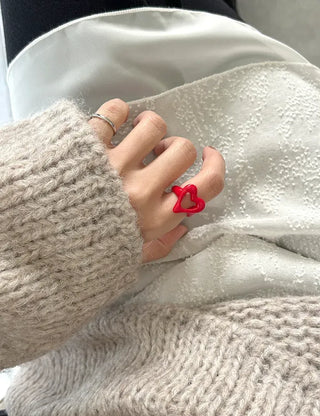 Rough Heart Fashion Ring Acrylic Vintage Friendship Transparent