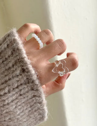 Rough Heart Fashion Ring Acrylic Vintage Friendship Transparent