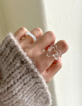 Rough Heart Fashion Ring Acrylic Vintage Friendship Transparent