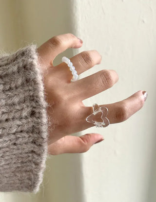 Rough Heart Fashion Ring Acrylic Vintage Friendship Transparent