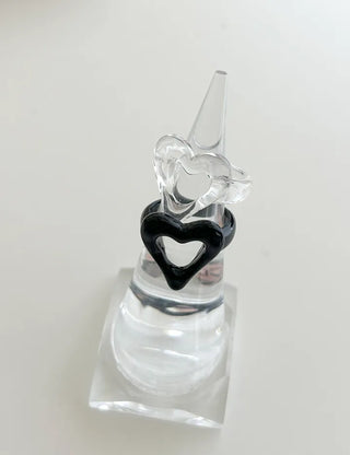Rough Heart Fashion Ring Acrylic Vintage Friendship Transparent