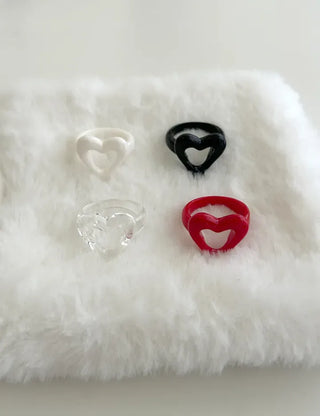 Rough Heart Fashion Ring Acrylic Vintage Friendship Transparent