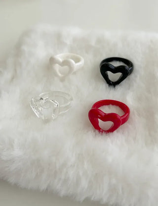 Rough Heart Fashion Ring Acrylic Vintage Friendship Transparent