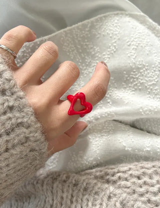 Rough Heart Fashion Ring Acrylic Vintage Friendship Transparent