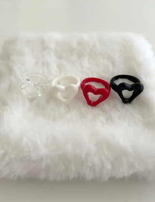 Rough Heart Fashion Ring Acrylic Vintage Friendship Transparent